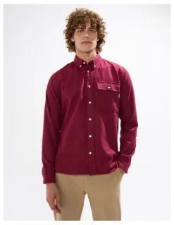 Marcs Kyle Brushed Cotton Shirt in Dark Plum