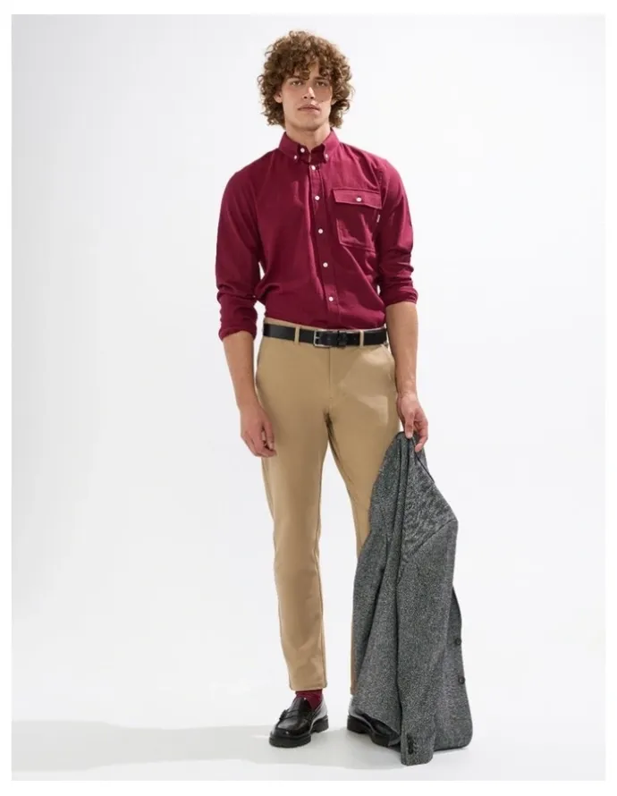 Marcs Kyle Brushed Cotton Shirt in Dark Plum