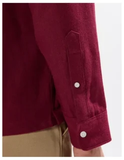 Marcs Kyle Brushed Cotton Shirt in Dark Plum
