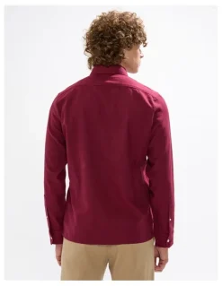 Marcs Kyle Brushed Cotton Shirt in Dark Plum