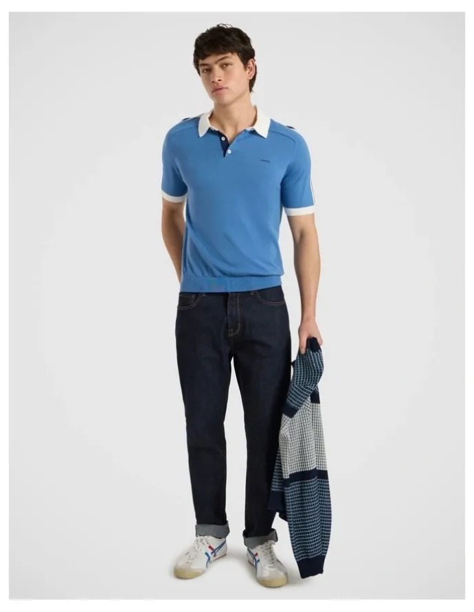 Marcs Leclerc Knit Polo in Pure Blue