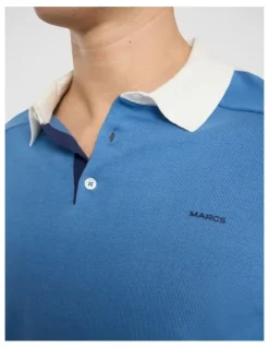 Marcs Leclerc Knit Polo in Pure Blue