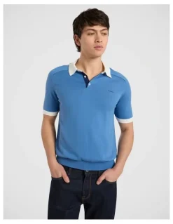 Marcs Leclerc Knit Polo in Pure Blue