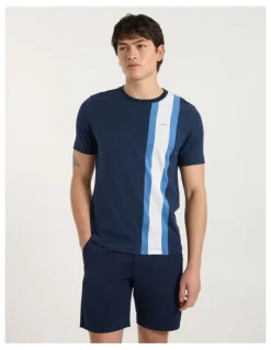 Marcs Riccardo Applique Stripe Tee in Navy