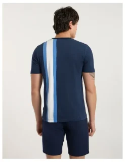 Marcs Riccardo Applique Stripe Tee in Navy