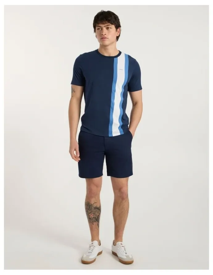 Marcs Riccardo Applique Stripe Tee in Navy