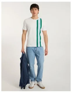 Marcs Riccardo Applique Stripe Tee in White