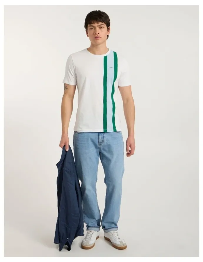 Marcs Riccardo Applique Stripe Tee in White