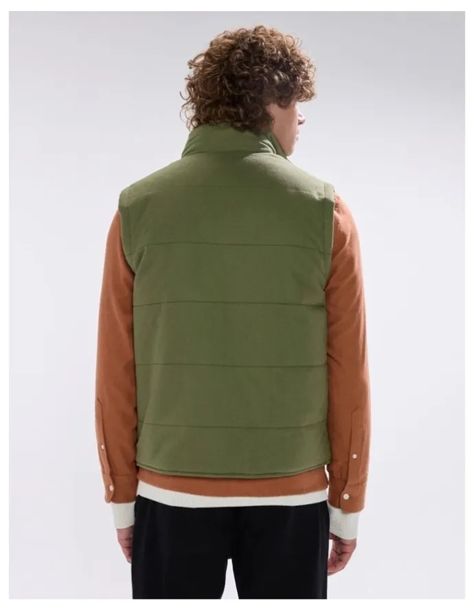 Marcs Rufus Brushed Cotton Vest in Olive Green