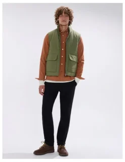 Marcs Rufus Brushed Cotton Vest in Olive Green