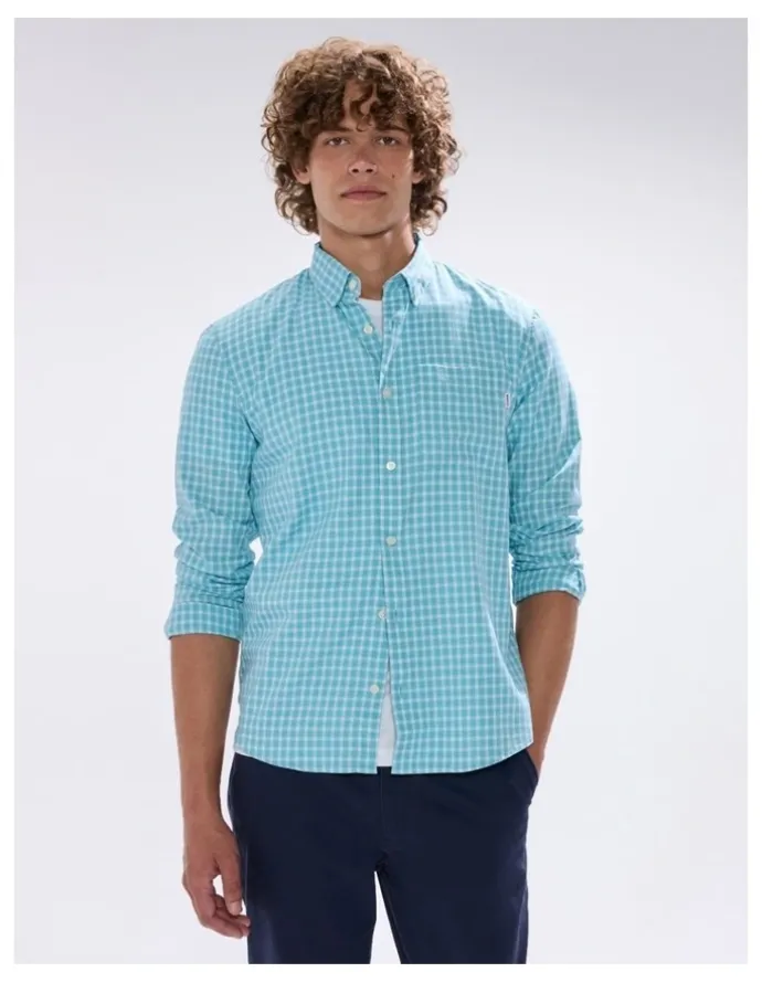 Marcs Sebastian Check Shirt in Aquamarine Blue