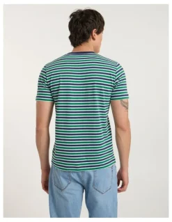 Marcs Silverstone Stripe Tee in Green Stripe