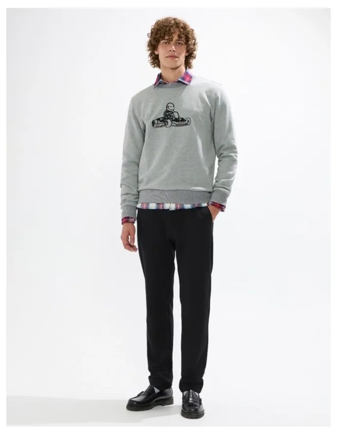 Marcs The Karting Line Sweat in Grey Marle