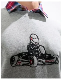 Marcs The Karting Line Sweat in Grey Marle