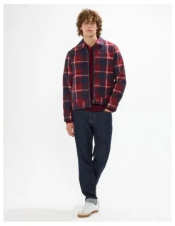 Marcs Victor Reversible Check Jacket in Fig/Navy