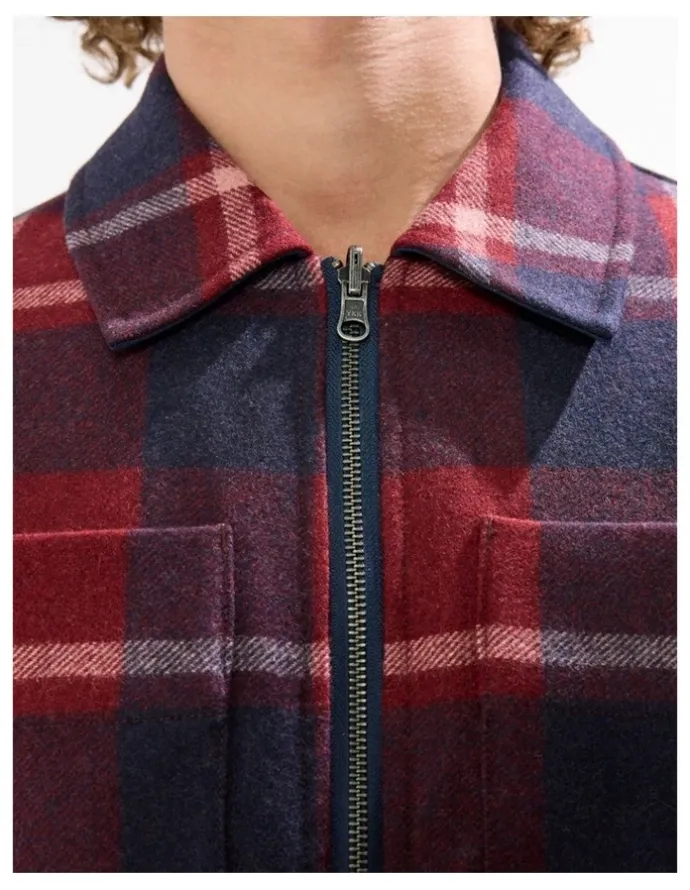 Marcs Victor Reversible Check Jacket in Fig/Navy