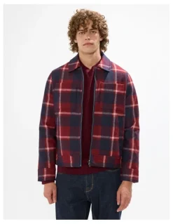Marcs Victor Reversible Check Jacket in Fig/Navy
