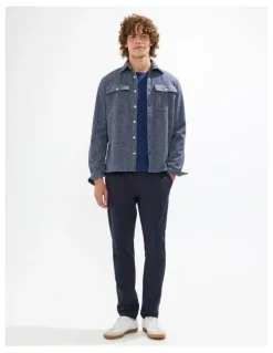 Marcs Wright Dogtooth Shirt in Navy