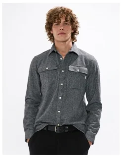 Marcs Wright Dogtooth Shirt in Charcoal