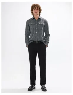 Marcs Wright Dogtooth Shirt in Charcoal
