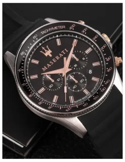 Maserati Sfida Stainless Steel Chronograph Watch in Black