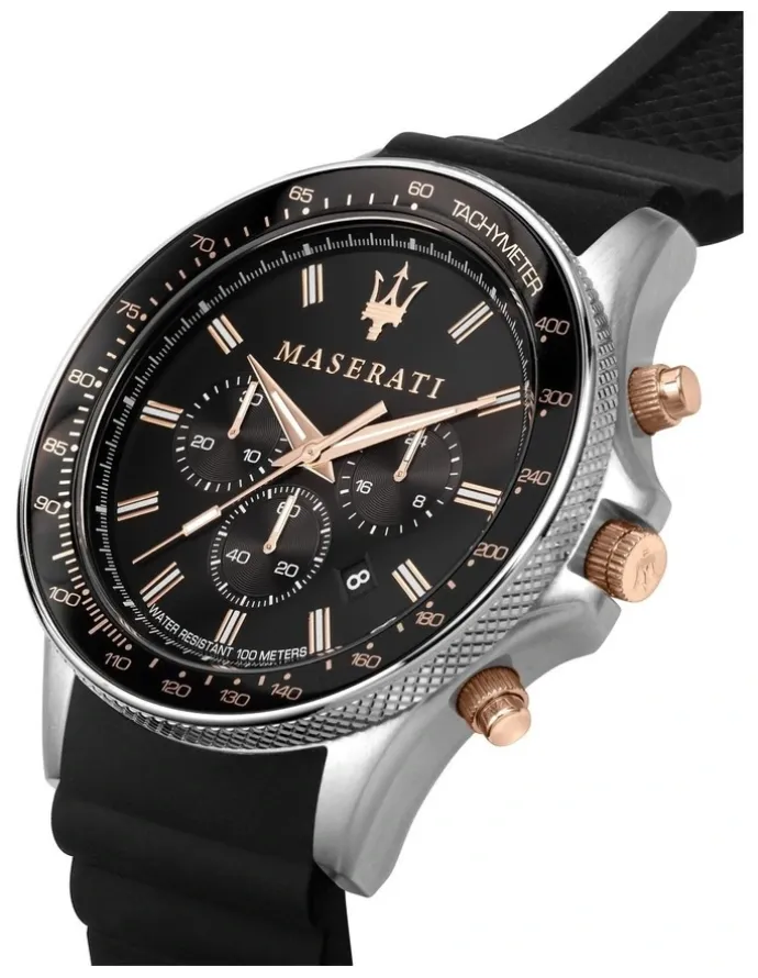 Maserati Sfida Stainless Steel Chronograph Watch in Black