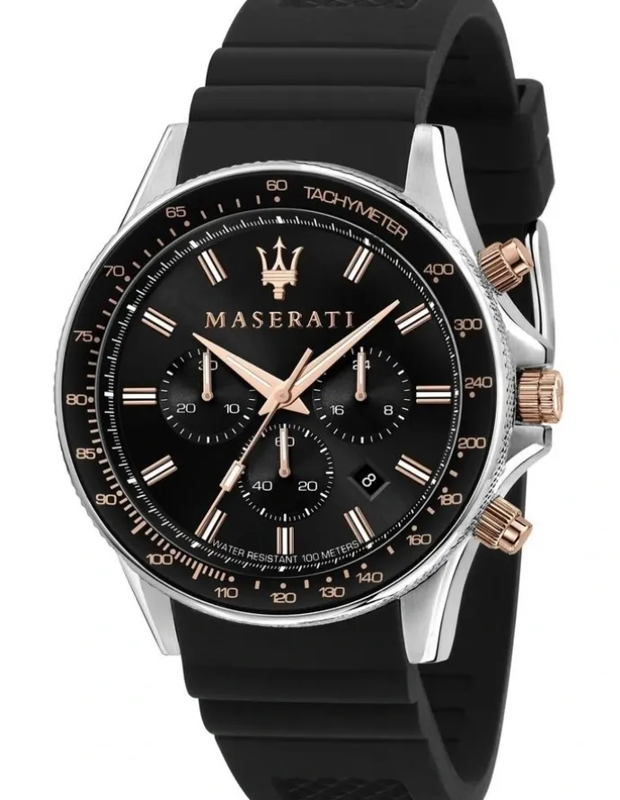 Maserati Sfida Stainless Steel Chronograph Watch in Black
