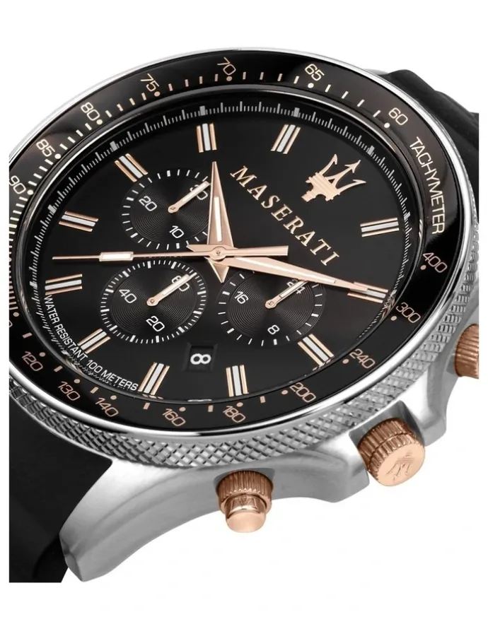 Maserati Sfida Stainless Steel Chronograph Watch in Black