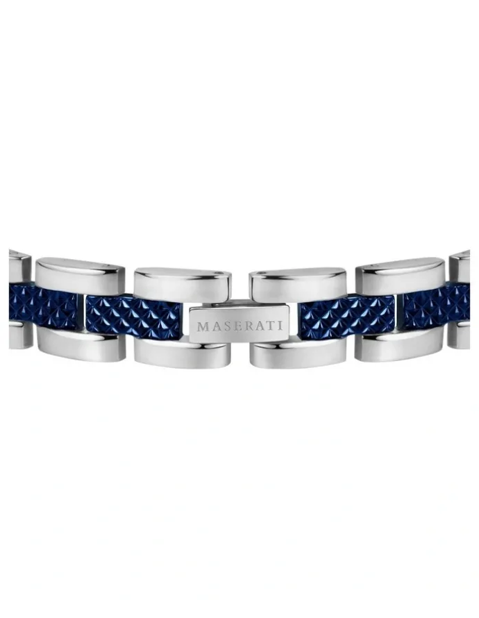 Maserati Stainless Steel Bracelet with Blue Carbon Fibre Highlights