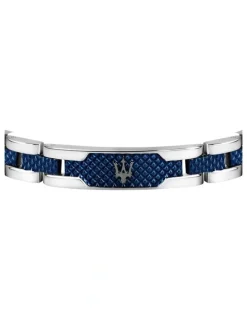 Maserati Stainless Steel Bracelet with Blue Carbon Fibre Highlights