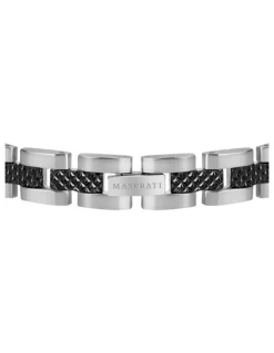 Maserati Stainless Steel Bracelet with Black Carbon Fibre Highlights