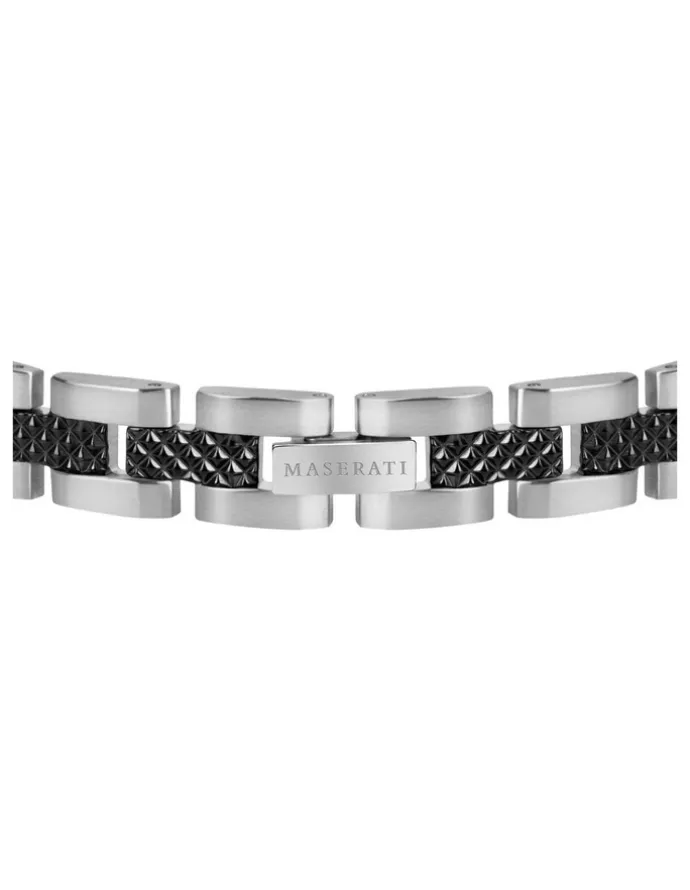 Maserati Stainless Steel Bracelet with Black Carbon Fibre Highlights