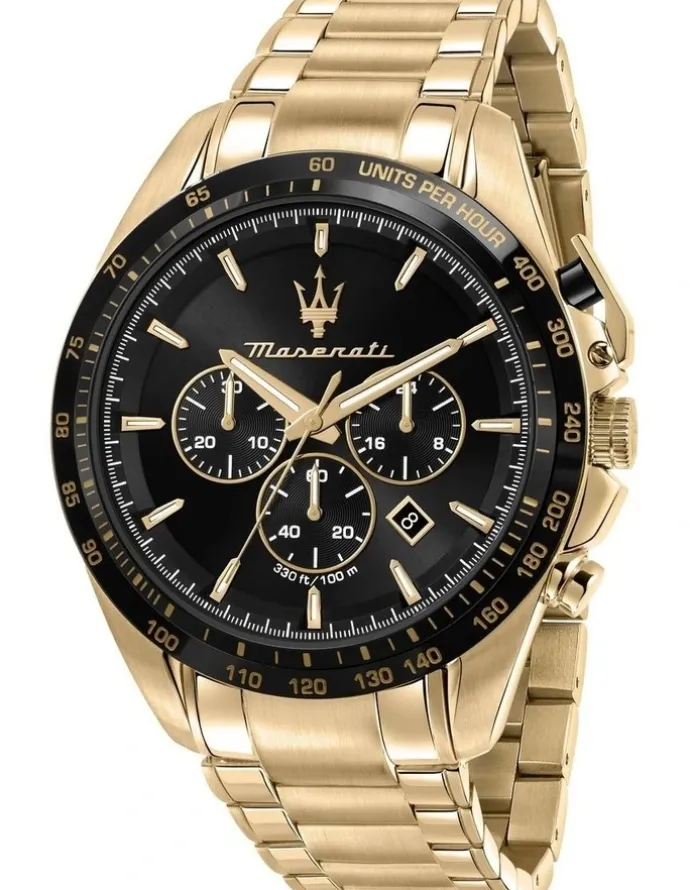Maserati Traguardo Chronograph Watch 45mm in Gold