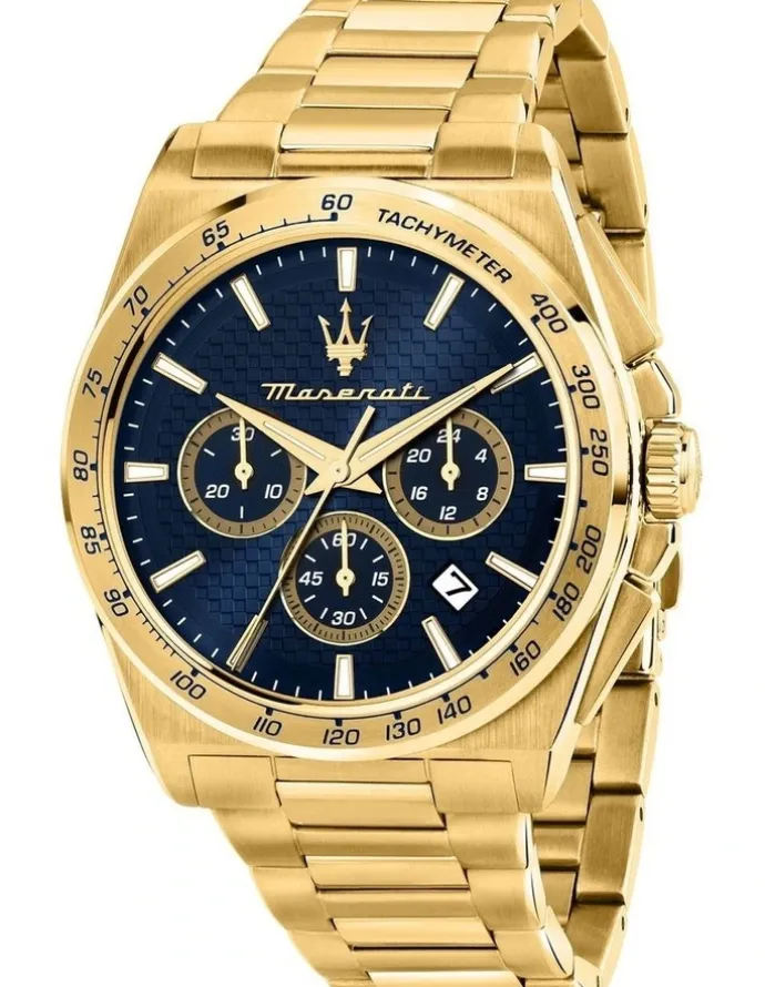Maserati Velocita Chrono Dial Stainless Steel Strap Watch 43mm in Gold