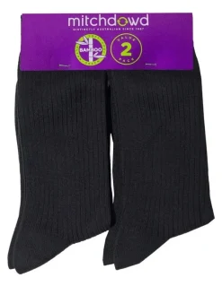 Mitch Dowd Bamboo Rib Socks 2 Pack in Black