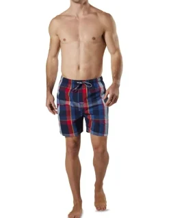 Mitch Dowd British Check Cotton Sleep Short in Navy/Red