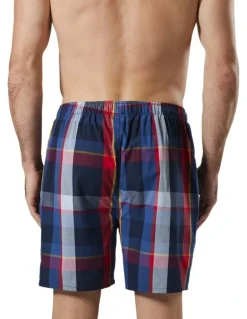 Mitch Dowd British Check Cotton Sleep Short in Navy/Red