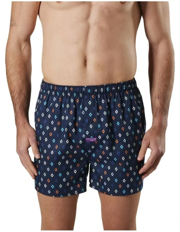 Mitch Dowd Diamond Cotton Boxer Shorts 3 Pack in Multi