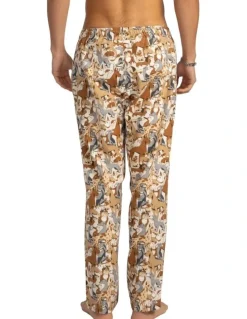 Mitch Dowd Dog Yard Flannel Sleep Pants in Beige