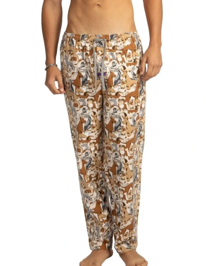 Mitch Dowd Dog Yard Flannel Sleep Pants in Beige