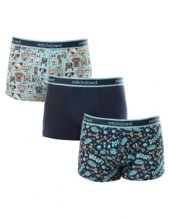 Mitch Dowd Doggonit Cotton Trunks 3 Pack in Multi