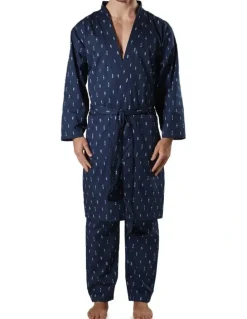Mitch Dowd Flint Cotton Robe in Navy