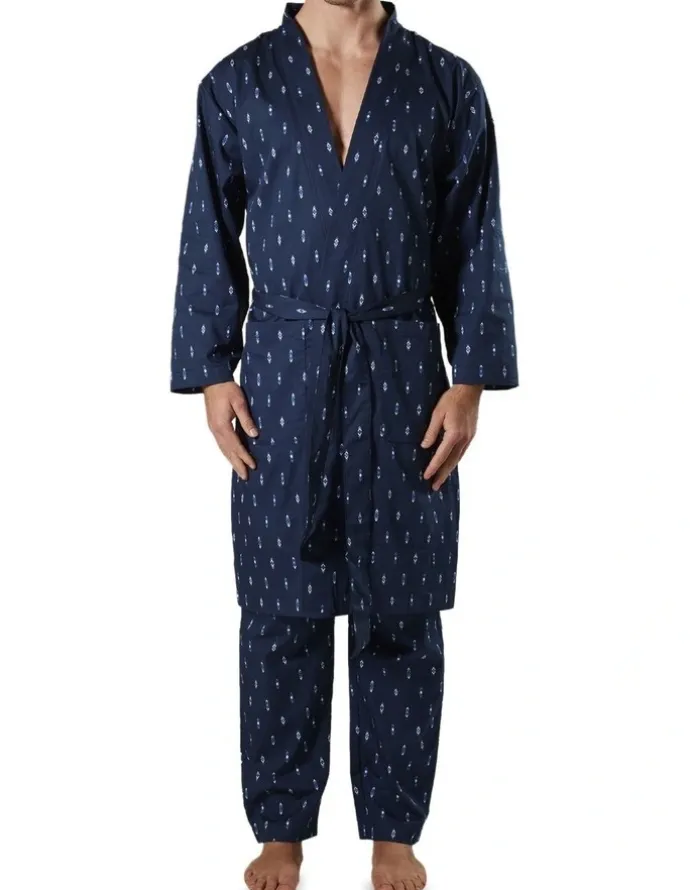 Mitch Dowd Flint Cotton Robe in Navy