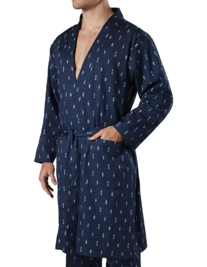 Mitch Dowd Flint Cotton Robe in Navy