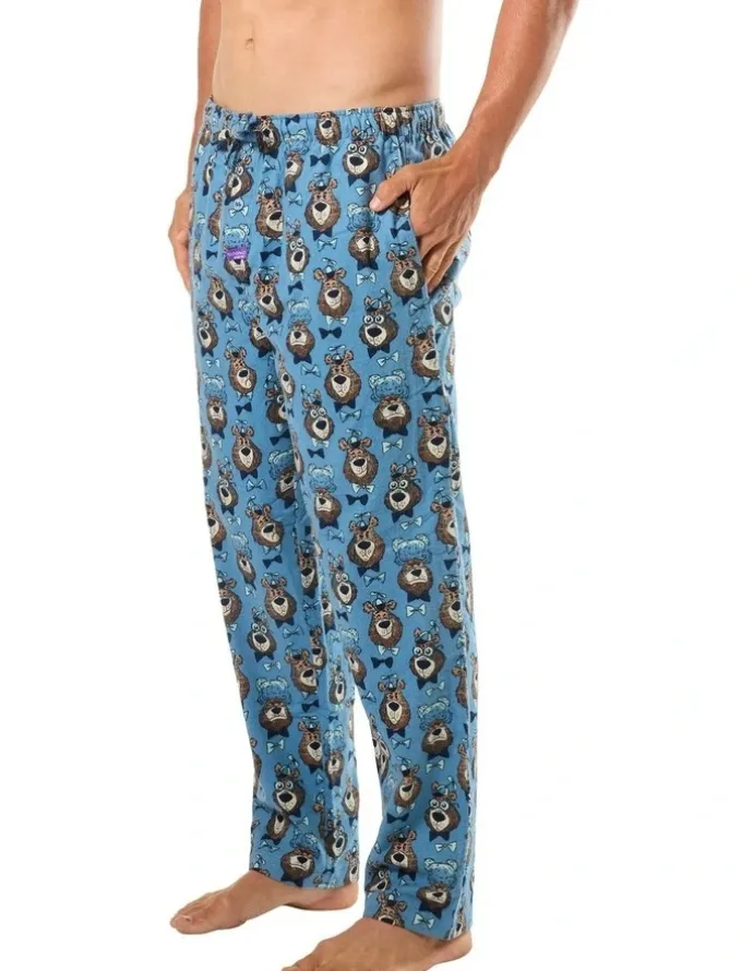 Mitch Dowd Grizzly Bows Flannel Pyjama Pant in Blue