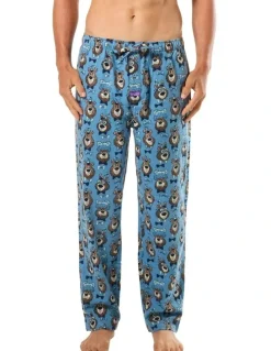 Mitch Dowd Grizzly Bows Flannel Pyjama Pant in Blue