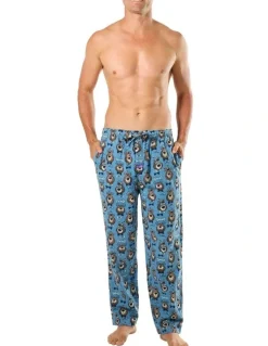 Mitch Dowd Grizzly Bows Flannel Pyjama Pant in Blue