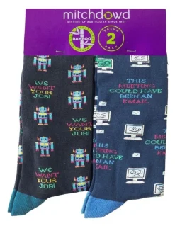 Mitch Dowd Hardware Takeover Bamboo Sock Pack Of 2 in Blue