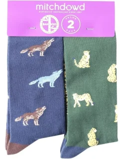 Mitch Dowd Howl & Prowl Bamboo Blend Socks 2 Pack in Multi