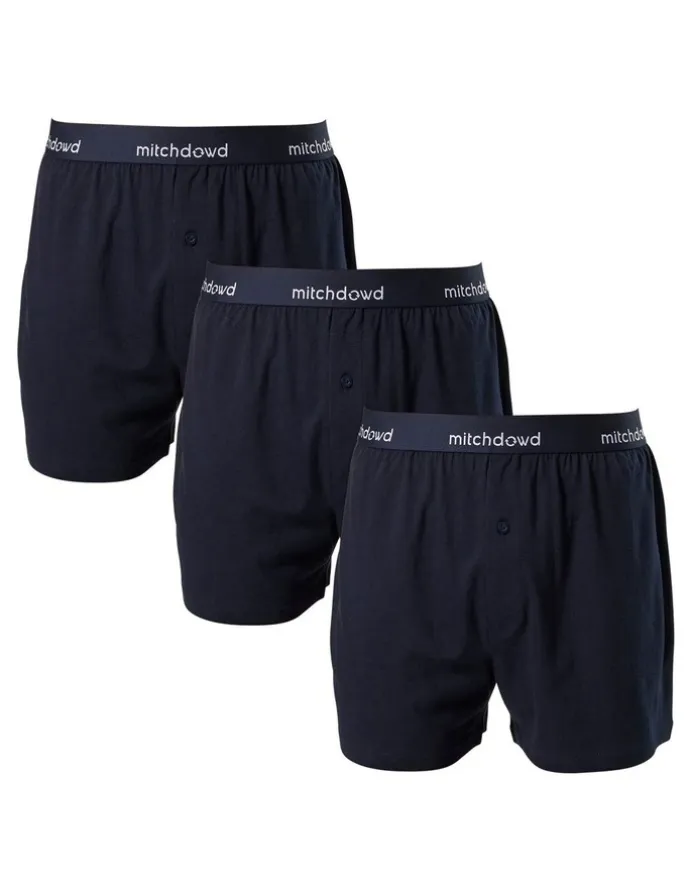 Mitch Dowd Loose Fit Knit Boxer Shorts 3 Pack in Navy